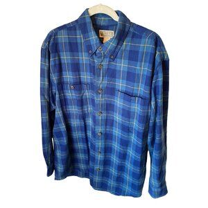 Duluth Trading Mens Free Swingin Flannel Shirt Size Large‎ Navy/Yosemite Blue